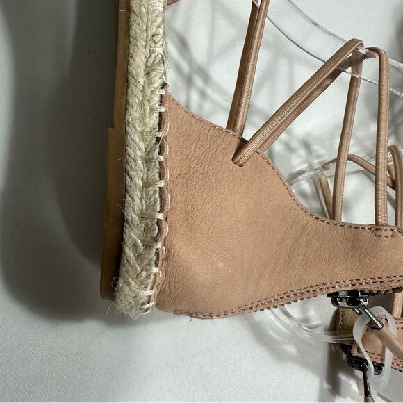 Eileen Fisher Lace-Up Leather Espadrille Sandal, Toffee Cream Size 6,5 - Picture 9 of 12